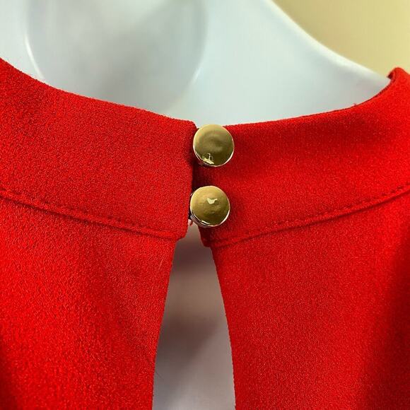 JULIA JORDAN Dress Twist Halter Neck Sleevless Midi Crepe Sheath Keyhole Red 14 - Picture 9 of 10